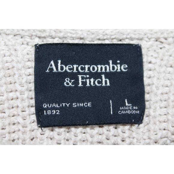 Womens Abercrombie & Fitch Gray Chunky Knit Long Sleeve Crew Neck Sweater Size L - Picture 3 of 6
